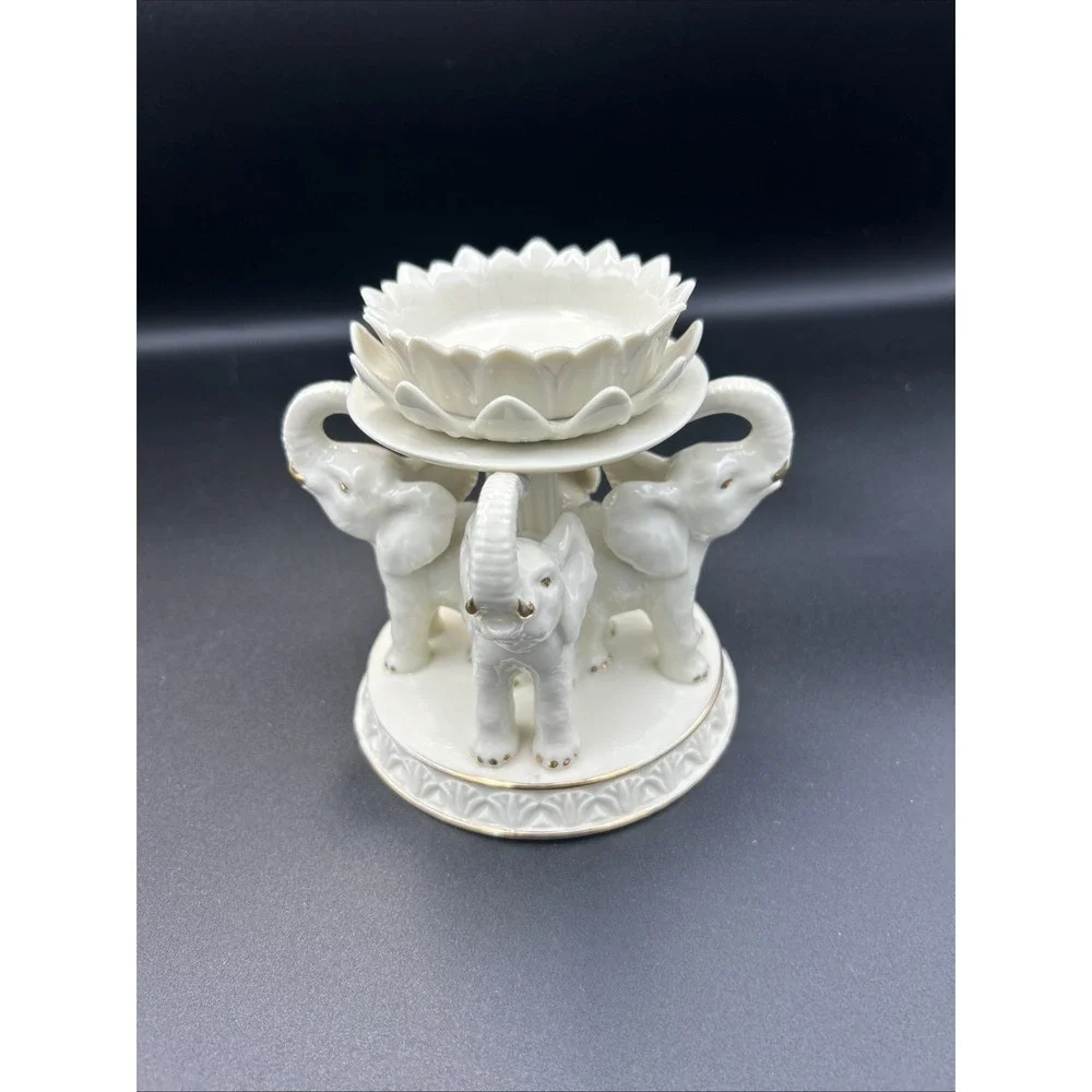 LENOX Elephant Promenade Votive Ivory Fine China Candle Holder 24K Gold Trim - Picture 5 of 7